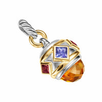 Renaissance® Amulet Sterling Silver with 14K Yellow Gold, Madeira Citrine, Tanzanite and Rhodolite Garnet, 19.8mm
