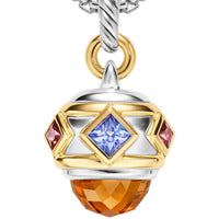 Renaissance® Amulet Sterling Silver with 14K Yellow Gold, Madeira Citrine, Tanzanite and Rhodolite Garnet, 19.8mm