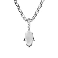 Hamsa Amulet Sterling Silver with Center Diamond, 15.8mm
