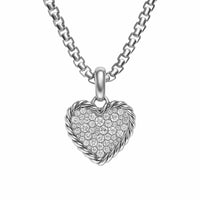 Pavé Heart Amulet Sterling Silver with Diamonds, 15.6mm
