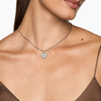 Pavé Heart Amulet Sterling Silver with Diamonds, 15.6mm