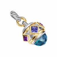 Renaissance® Amulet Sterling Silver with 14K Yellow Gold, Hampton Blue Topaz, Iolite and Amethyst, 19.8mm