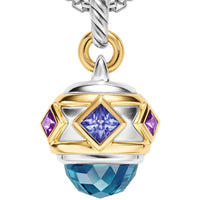 Renaissance® Amulet Sterling Silver with 14K Yellow Gold, Hampton Blue Topaz, Iolite and Amethyst, 19.8mm