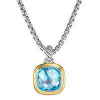 Albion® Pendant Sterling Silver with 18K Yellow Gold and Blue Topaz, 11mm