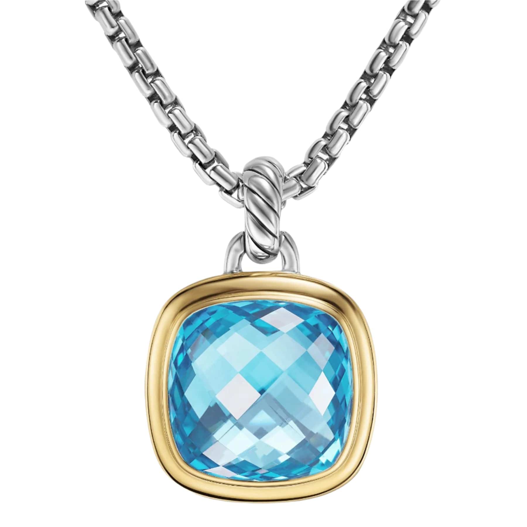 Albion® Pendant Sterling Silver with 18K Yellow Gold and Blue Topaz, 15mm