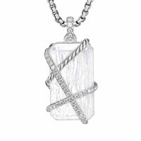 Cable Wrap Amulet Sterling Silver with Crystal and Diamonds, 32mm