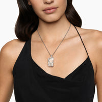 Cable Wrap Amulet Sterling Silver with Crystal and Diamonds, 32mm