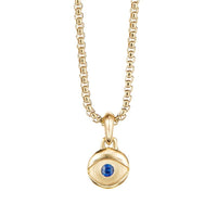 Evil Eye Amulet in 18k Yellow Gold With Blue Sapphire