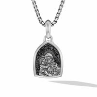 St. Anthony Amulet in Sterling Silver with Black Diamonds, 21.8mm
