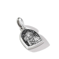 St. Anthony Amulet in Sterling Silver with Black Diamonds, 21.8mm
