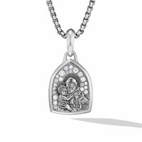 St. Anthony Amulet in Sterling Silver with Diamonds, 21.8mm