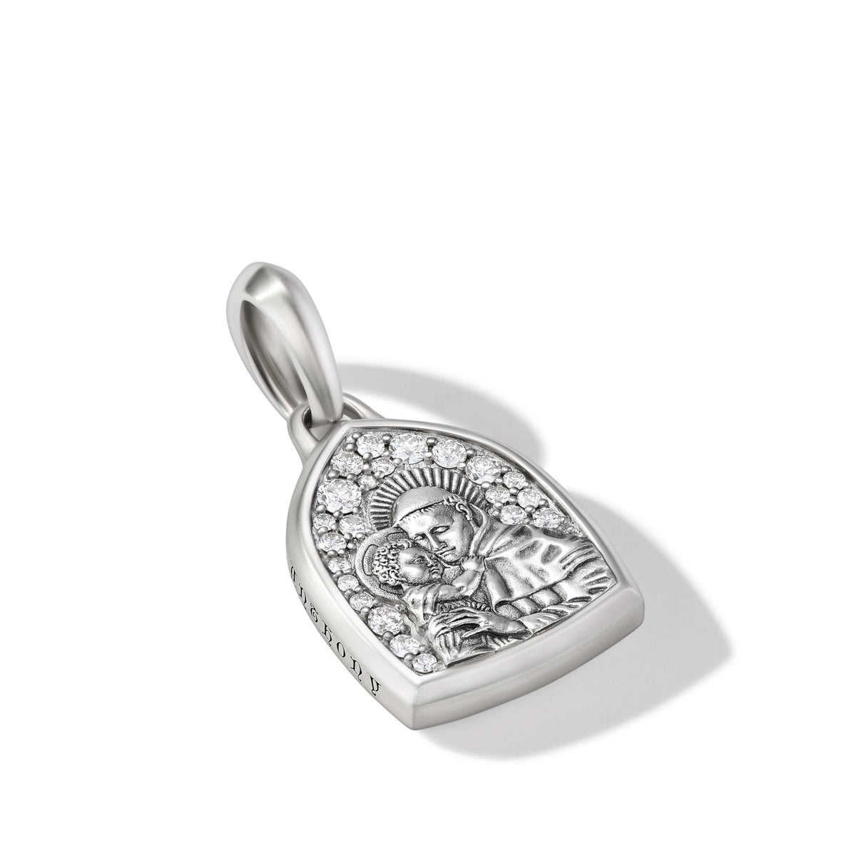 St. Anthony Amulet in Sterling Silver with Diamonds, 21.8mm