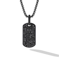Chevron Tag in Black Titanium with Sterling Silver and Black Diamonds, 27mm