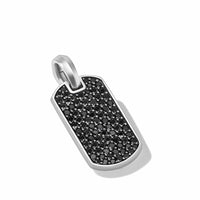 Chevron Tag in Sterling Silver with Black Diamonds, 21mm