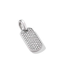 Chevron Tag in Sterling Silver with Diamonds, 21mm