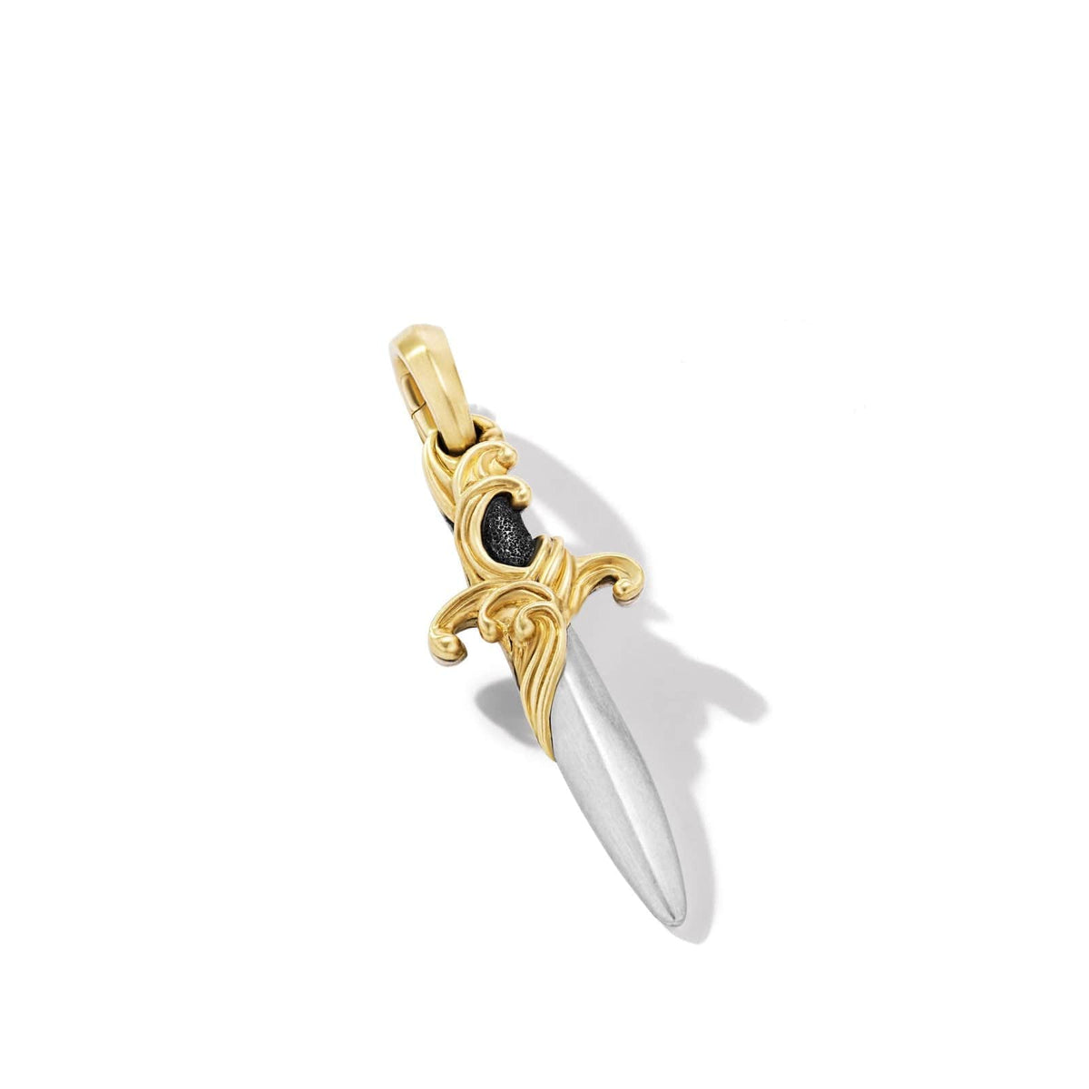 Waves Dagger Amulet in Sterling Silver with 18K Yellow Gold with Diamonds, 31mm