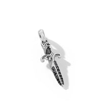 Waves Dagger Amulet in Sterling Silver with Black Diamonds, 31mm