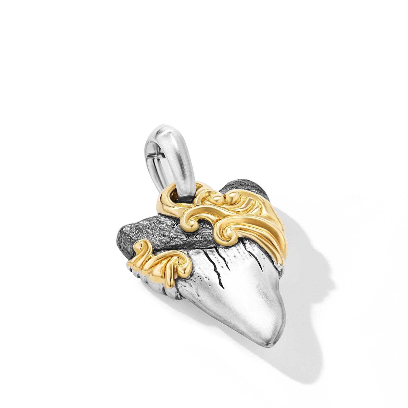 Waves Shark Tooth Amulet in Sterling Silver with 18K Yellow Gold