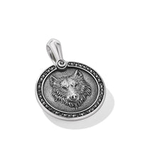 Petrvs® Wolf Amulet in Sterling Silver with Black Diamonds, 30.3mm