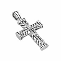 Chevron Cross Pendant Sterling Silver with Diamonds, 41.5mm