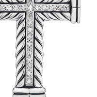 Chevron Cross Pendant Sterling Silver with Diamonds, 41.5mm