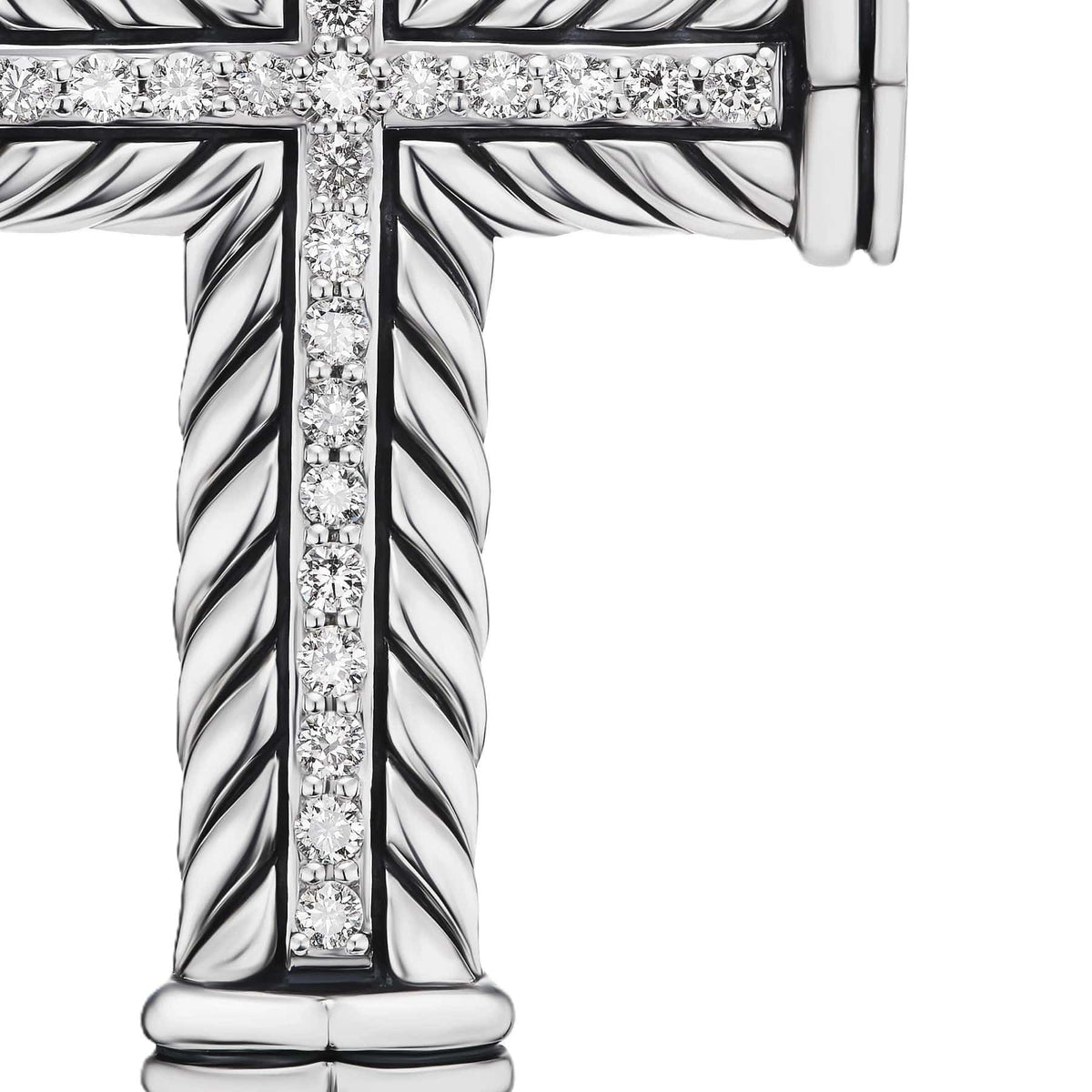 Chevron Cross Pendant Sterling Silver with Diamonds, 41.5mm
