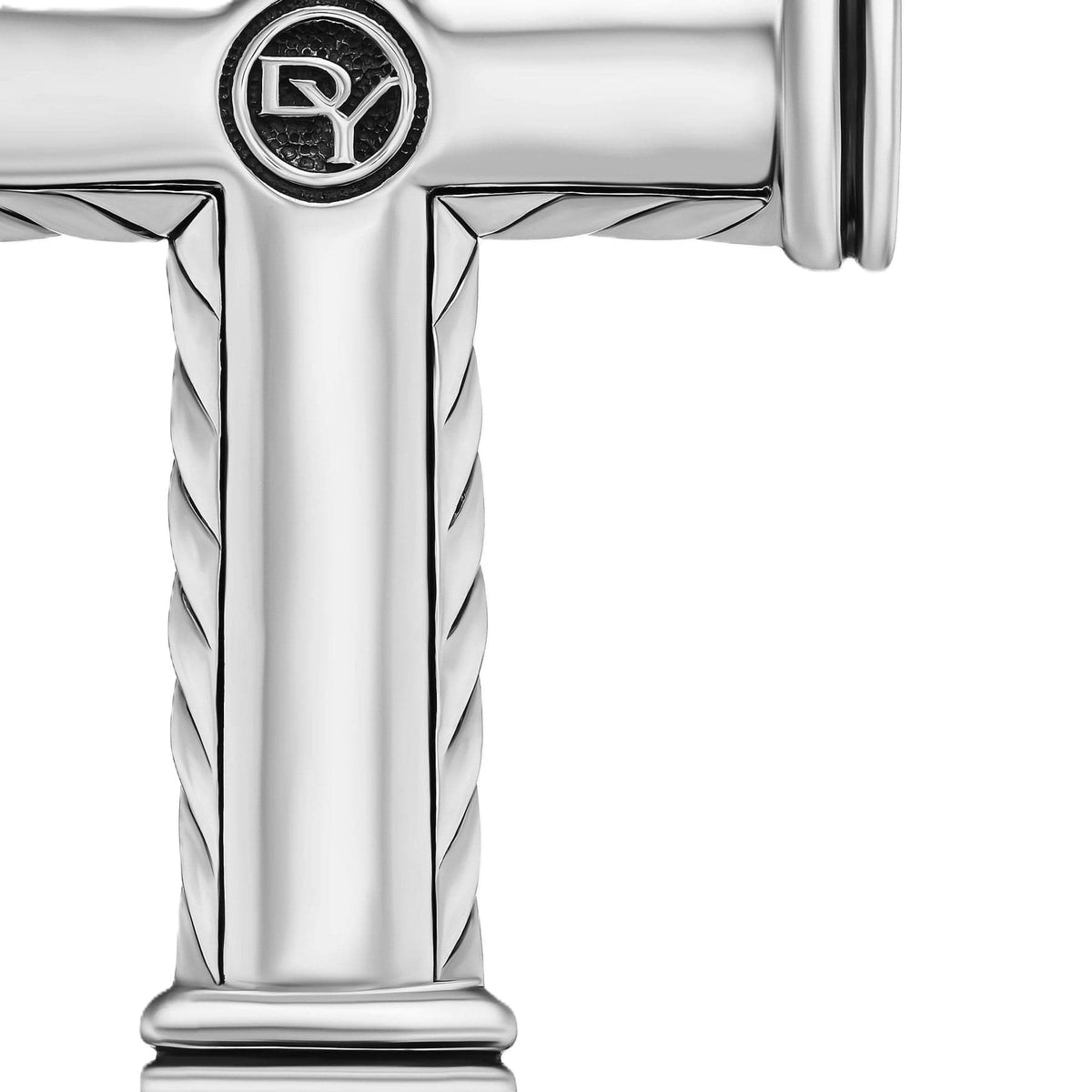Chevron Cross Pendant Sterling Silver with Diamonds, 41.5mm