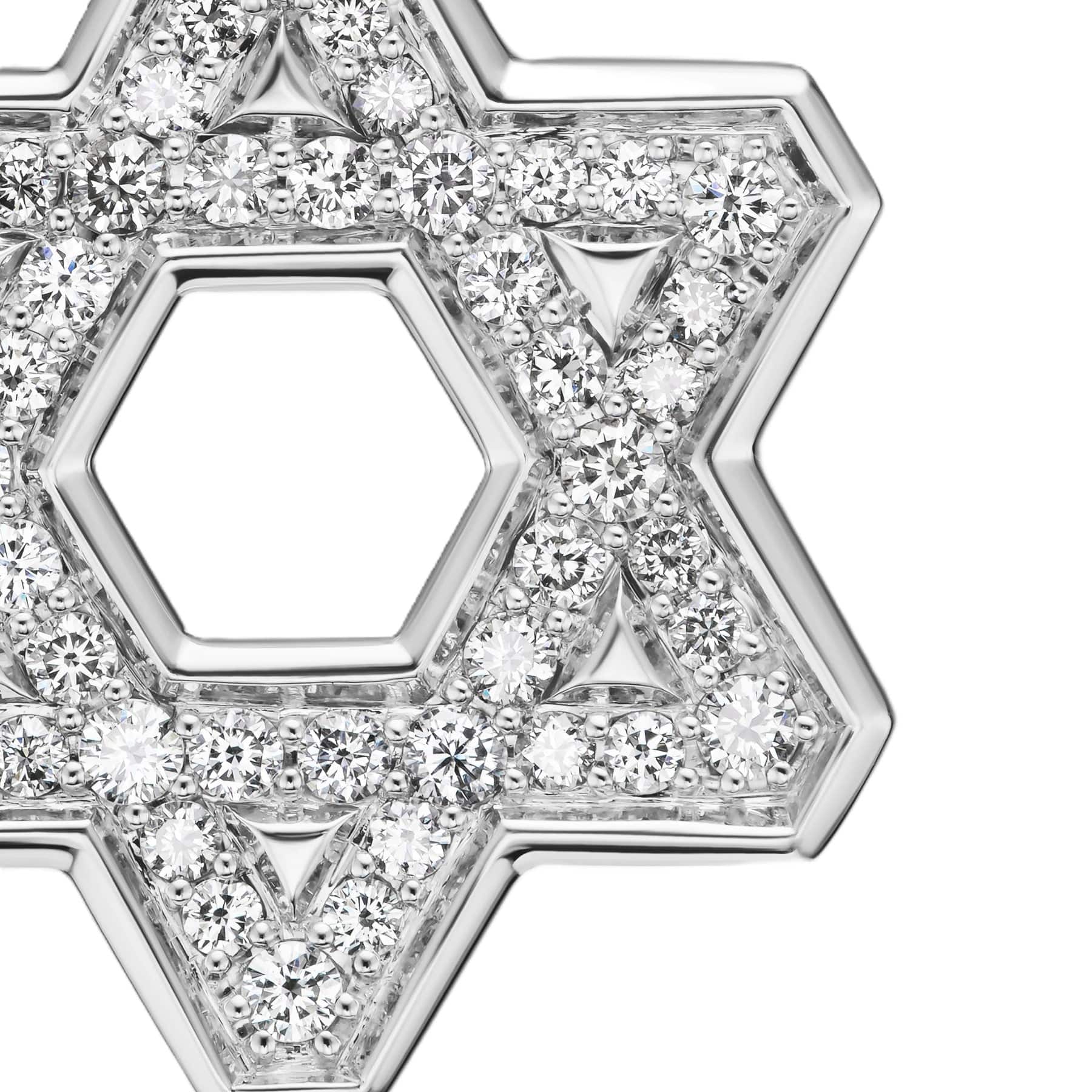 Star of David Pendant Sterling Silver with Diamonds, 25mm
