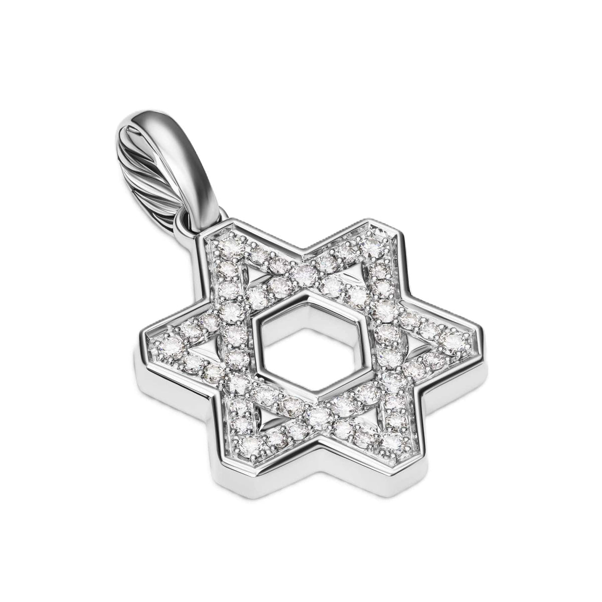 Star of David Pendant Sterling Silver with Diamonds, 25mm