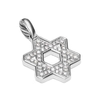 Star of David Pendant Sterling Silver with Diamonds, 25mm