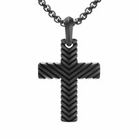Chevron Cross Pendant Black Titanium, 36mm