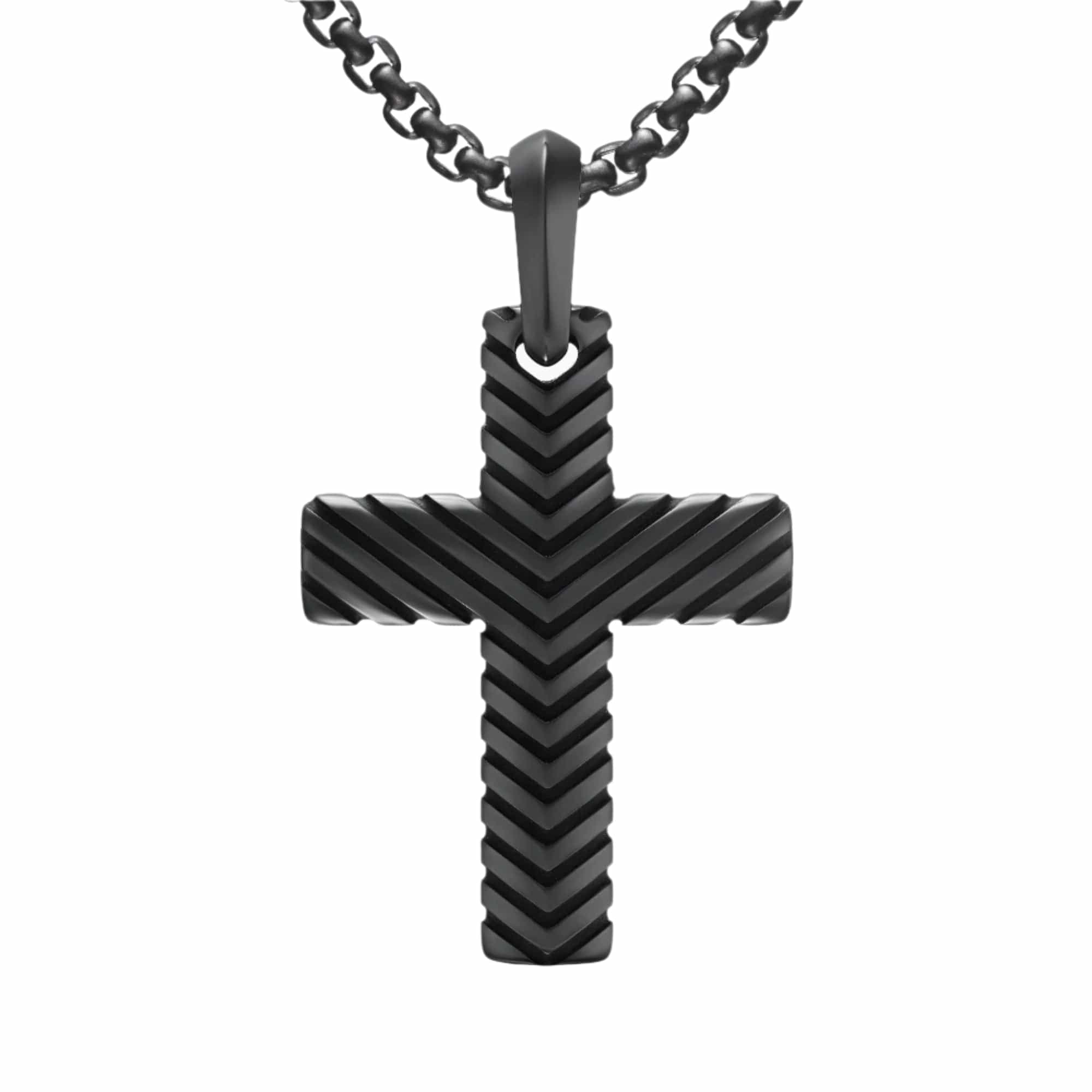 Chevron Cross Pendant Black Titanium, 36mm