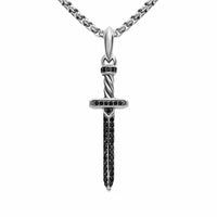 Pavé Sword Amulet Sterling Silver with Black Diamonds, 41.3mm