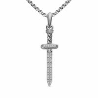Pavé Sword Amulet Sterling Silver with Diamonds, 41.3mm