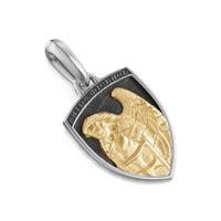 St. Michael Amulet Sterling Silver with 14K Yellow Gold, 26mm