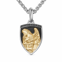 St. Michael Amulet Sterling Silver with 14K Yellow Gold, 26mm