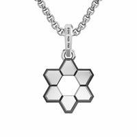 Deco Star of David Amulet Sterling Silver with 14K Yellow Gold, 19.5mm