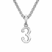 Number Three Amulet Sterling Silver, 18.6mm