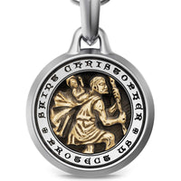 St. Christopher Amulet Sterling Silver with 14K Yellow Gold, 21.2mm