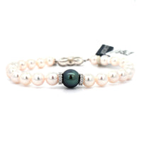 Mikimoto 18K White Gold Akoya Pearl and Diamond Bracelet