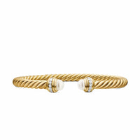 Classic Cablespira® Bracelet 18K Yellow Gold with Pearls and Diamonds, 5mm