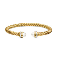 Classic Cablespira® Bracelet 18K Yellow Gold with Pearls and Diamonds, 5mm