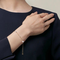 Mikimoto 18K Yellow Gold Akoya Pearl and Diamond Station Bracelet