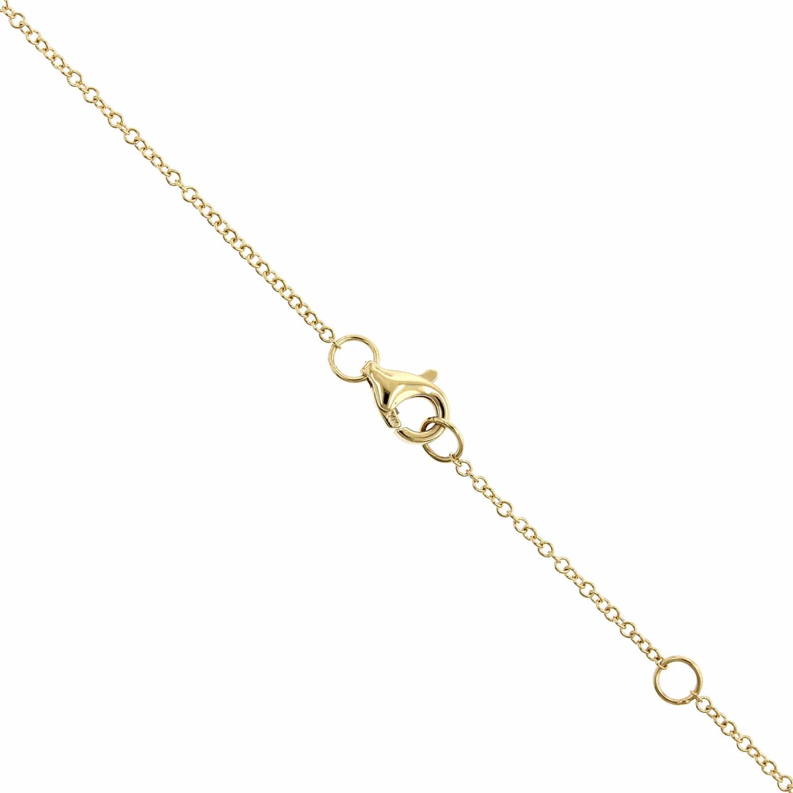 14K Yellow Gold Pave Diamond & Pearl Bar Necklace