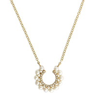 14K Yellow Gold Open Circle Diamond & Pearl Necklace