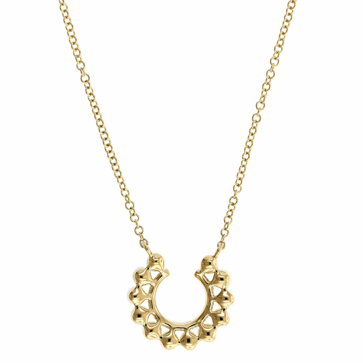 14K Yellow Gold Open Circle Diamond & Pearl Necklace