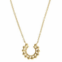 14K Yellow Gold Open Circle Diamond & Pearl Necklace
