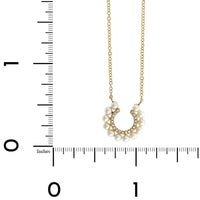 14K Yellow Gold Open Circle Diamond & Pearl Necklace