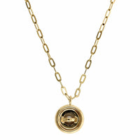 14K Yellow Gold Pearl & Diamond Halo Necklace