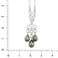 Eclat Jewels 18K White Gold Black South Sea Pearl and Diamond Necklace Earring Set
